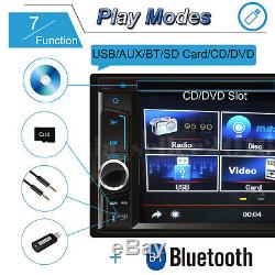 Car Stereo Radio DVD CD Player Touch Screen BT 2DIN Mirror For GPS + Free Camera