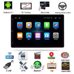 Double 2DIN 10.1'' Rotatable Android 9.1 Touch Quad Car Stereo Radio GPS Wifi FM