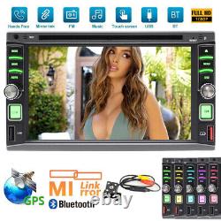 Double 2DIN 6.2 HD Touch Screen Car Stereo CD DVD Player Bluetooth Radio+Camera