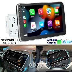 Double 2DIN Rotatable 10.1 Android 11 Car GPS Stereo Radio Carplay DSP 2+32GB