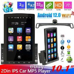 Double 2DIN Rotatable 10.1'' Android 12.0 Touch Screen Car Stereo Radio GPS Wifi