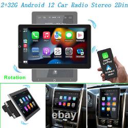 Double 2DIN Rotatable 10.1'' Android 12 Touch Screen Car Stereo Radio GPS Wifi
