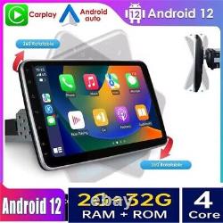 Double 2DIN Rotatable 10.1'' Android 12 Touch Screen Car Stereo Radio GPS Wifi