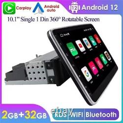 Double 2DIN Rotatable 10.1'' Android 12 Touch Screen Car Stereo Radio GPS Wifi