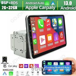 Double 2DIN Rotatable 10.1'' Android 13 Touch Screen Car Stereo Radio BT Carplay