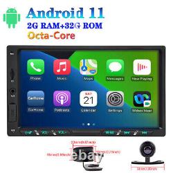 Double 2Din 7'' Android 11 Car Stereo Carplay GPS Wifi Touch Screen Radio+Camera