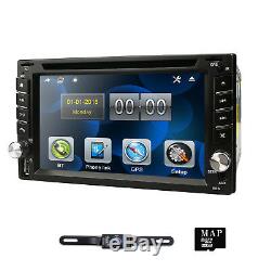 Double 2Din Car DVD Player GPS Navigation Dual Zone Radio iPod BT MP3 USB+Camera