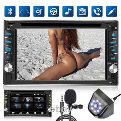 Double 2Din Car Stereo GPS Navigation Radio With DVD Player Bluetooth 6.2''+Cam