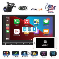 Double 2Din Car Stereo Radio For Apple/Android CarPlay 7 Touch MP5 Bluetooth FM