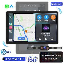 Double 2Din Rotatable 10.1'' Android 11 Apple CarPlay Car Stereo Radio GPS WiFi