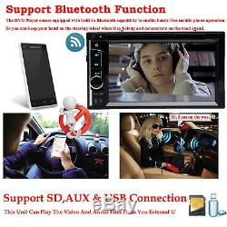 Double 2 DIN Car Stereo USB CD DVD Player Mirror Link For iOS & Android & Camera