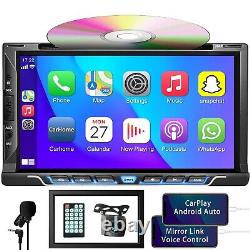 Double 2 Din 7 Touch Screen Car Stereo DVD CD Player Apple Carplay Android Auto