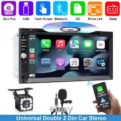 Double 2 Din 7 Touch Screen Car Stereo DVD CD Player WIFI Carplay Android Auto