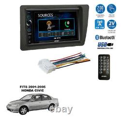 Double DIN 6.8 USB Bluetooth AM/FM Car Stereo Radio Kit for 2001-05 Honda Civic