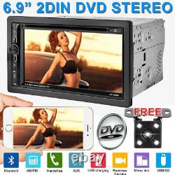 Double DIN 6.9 In dash Car Stereo Radio CD DVD FM Player Bluetooth MP3 + Camera