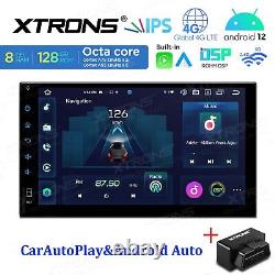 Double DIN 7 Android 12 Car Stereo 8-Core 8+128GB Radio GPS WiFi 4G LTE IPS+OBD