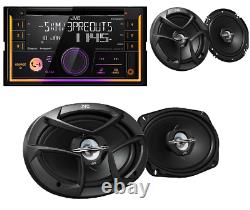 Double DIN Car Stereo Radio JVC KWR930bt 1 pair 2way 6.5 1pair 6x9 3way speakers