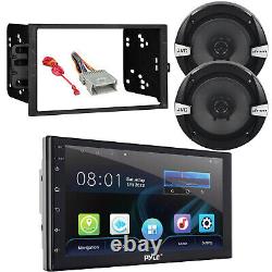 Double DIN HD Car Receiver, 2x 6.5 Speakers withHarness, GM Radio Install Kit