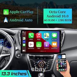Double DIN Rotatable 13.3'' Android Touch Screen Car Stereo Radio GPS 6GB+128GB