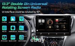 Double DIN Rotatable 13.3'' Android Touch Screen Car Stereo Radio GPS 6GB+128GB