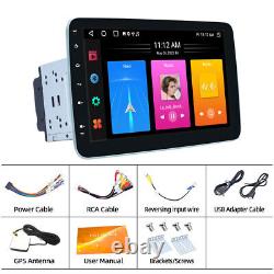 Double DIN Rotatable Touch 10.1'' Android 13 Car Stereo FM Radio GPS NAV Carplay