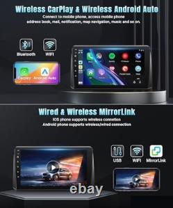 Double Din 9 inch Touchscreen Car Stereo with Wireless CarPlay, Android Auto, Bl