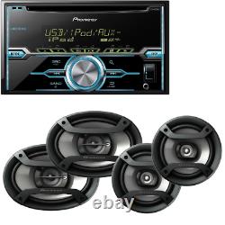 Double-Din CD Player with Mixtrax Pioneer Two Pairs 6.5 + 6x9 Car Speakers