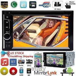 Double Din Car Stereo 6.2 DVD CD Touch Screen Radio Mirror Link For Android&IOS