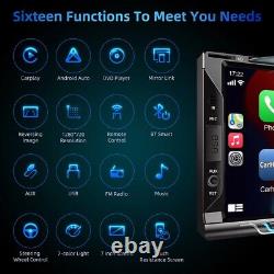Double Din Car Stereo Apple Carplay Android Auto DVD CD Player Bluetooth Camera