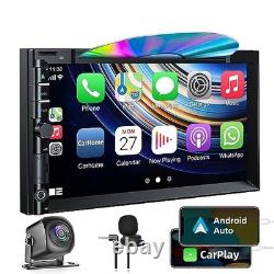 Double Din Car Stereo with CD DVD, Backup Camera Supports CarPlay/Android