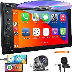 Double Din Car Stereo with CD/DVD Player Apple Carplay & Android Auto, 7 Inch Ca