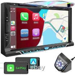 Double Din Car Stereo with CD/DVD Player CarPlay/Android Auto 7 Car Radio Unit