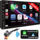 Double Din Car Stereo With Wireless Apple Carplay & Android Auto, 7inch Touchscr