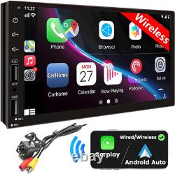 Double Din Car Stereo with Wireless Apple Carplay & Android Auto, 7Inch Touchscr