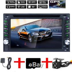 GPS Navigation Double Din In Dash Car DVD Radio Stereo Player BT + Free Camera