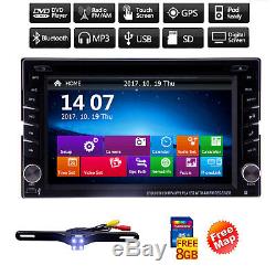 GPS Navigation HD Double 2DIN Car Stereo DVD Player Bluetooth iPod MP3 FM+Camera