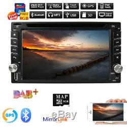 HIZPO GPS Navigation HD Double DIN Car Stereo DVD Player Bluetooth Radio In Dash