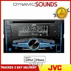 JVC KW-R520 CD MP3 Double Din Car Stereo USB Tuner Front Aux In Android Ready