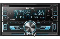 Kenwood Double Din Car Bluetooth USB CD Player With Install Mount Kit Wire Harness