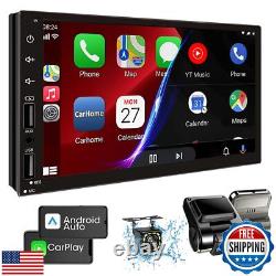 Leadfan Double Din Car Stereo with Dash Cam, Support Apple Carplay and Androi
