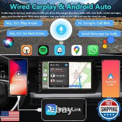 Leadfan Double Din Car Stereo with Dash Cam, Support Apple Carplay and Androi