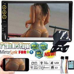Mirror Link For GPS Navi Double 2Din Car Stereo+Backup Camera Touch Screen Radio