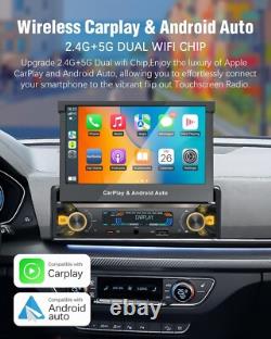 Newest Single Din Touchscreen Radio with Wireless Carplay&Android Auto, 7 inch
