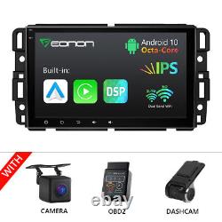 OBD+CAM+DVR+Double Din Android 10 8 Car Stereo GPS Navigation For Chevrolet GMC