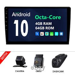 OBD+DVR+CAM+ 10.1 4+64GB Car Radio Android 10 Stereo GPS Navigation Double Din