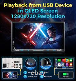PLZ 7 Wireless Double Din Car Stereo Apple Carplay Radio QLED Screen for Car