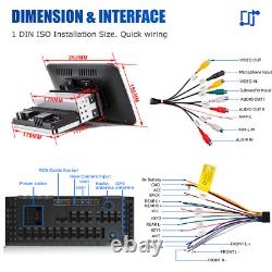 Single 1 DIN Rotatable 10.1'' Android 13 Touch Screen Car Stereo Radio GPS Wifi