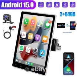 Single 1 DIN Rotatable 10.1'' Android 15 Apple Carplay Car Stereo GPS Radio 64GB