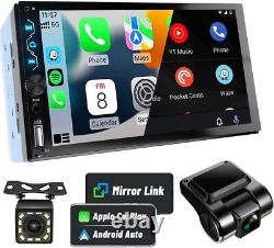 Smart Double Din Touchscreen Stereo with Apple Carplay, Android Auto & Dash Cam