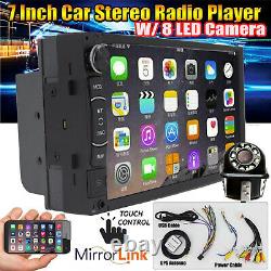 Touchscreen Double DIN Car Stereo Radio GPS Wifi USB FM Player with 8 LED Camera